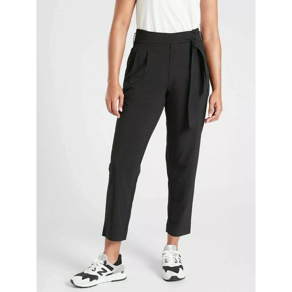 Athleta Skyline Pant II Black High Waist Belted Tie Waist Size 10 #530640